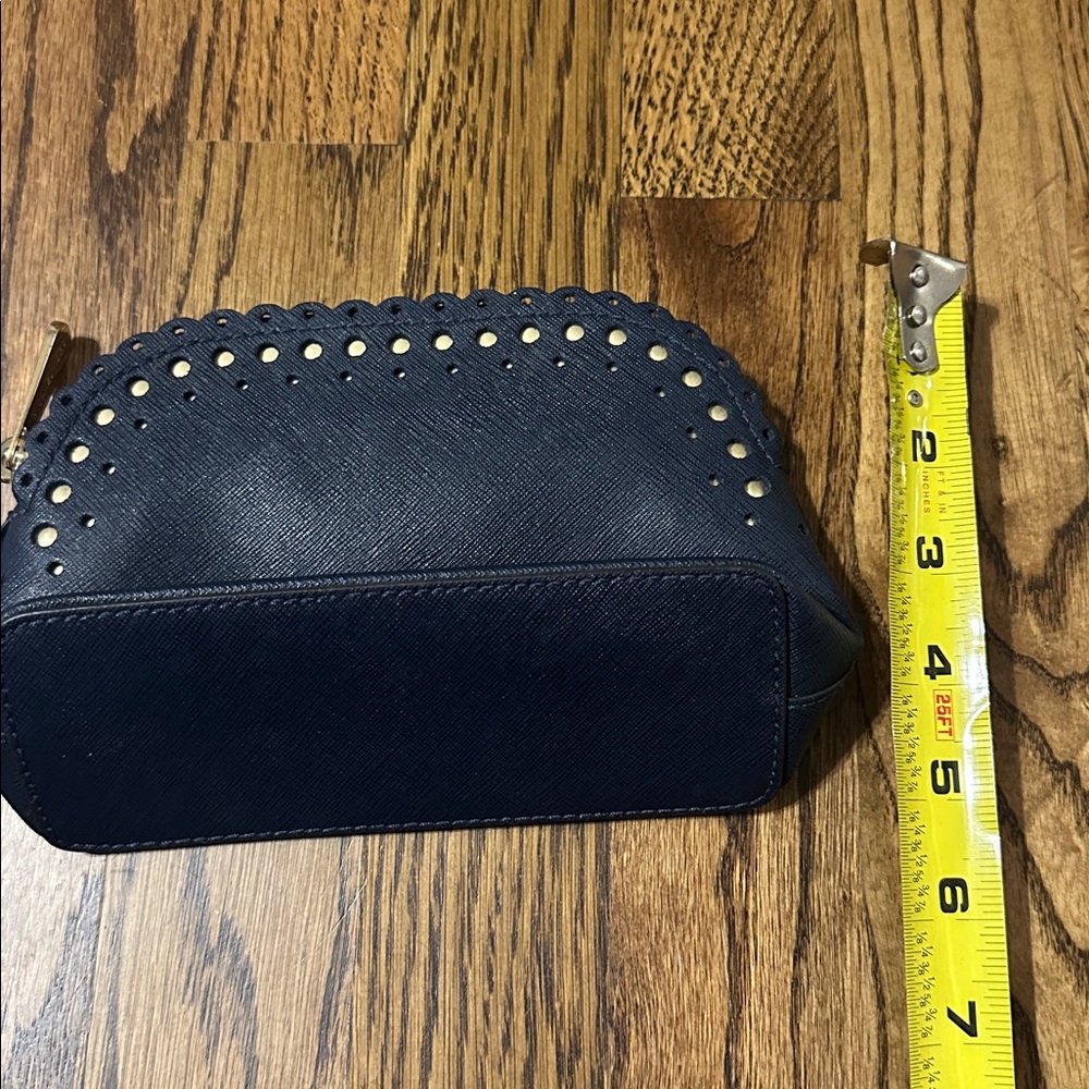 Michael Kors Navy Blue Cosmetic Bag with Gold Accents - Picture 6 of 8